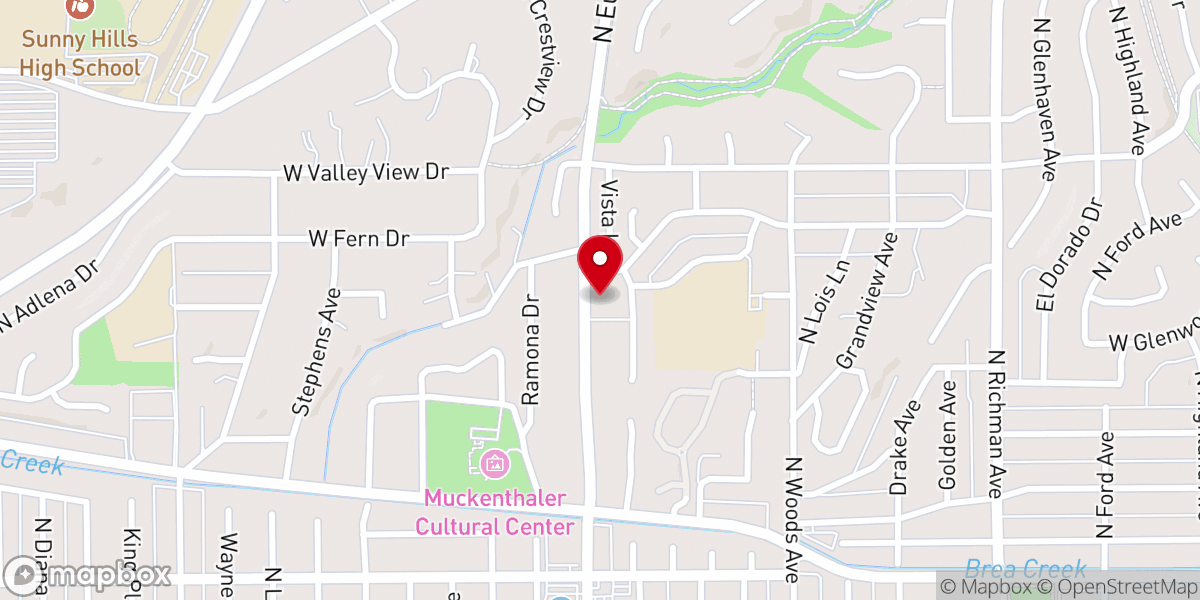 Map showing location of Indonesian Presbyterian Church Fullerton