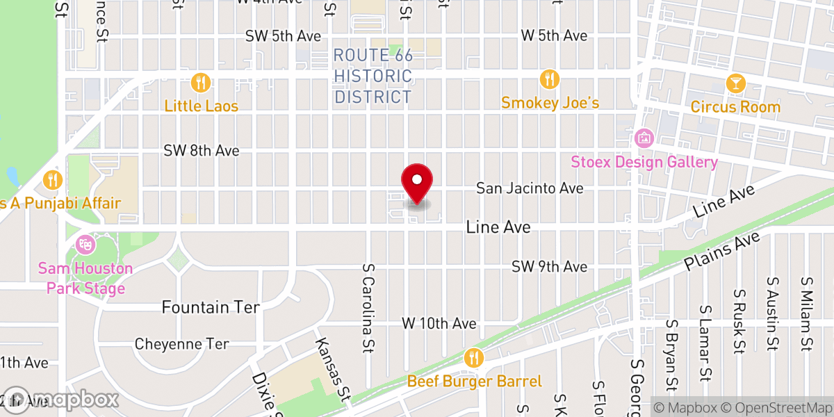 Map showing location of San Jacinto Church of Christ