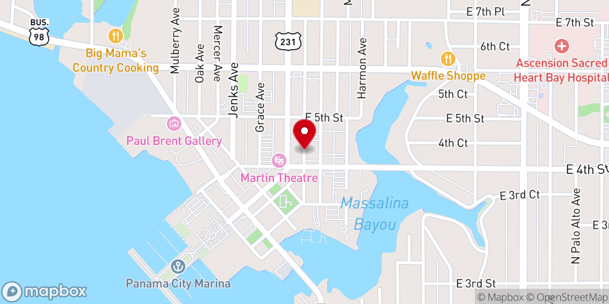 Map showing location of Parker Assembly of God Church
