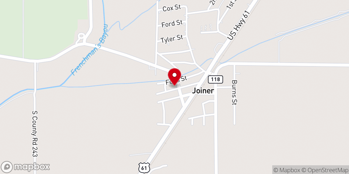 Map showing location of Joiner Church of Christ