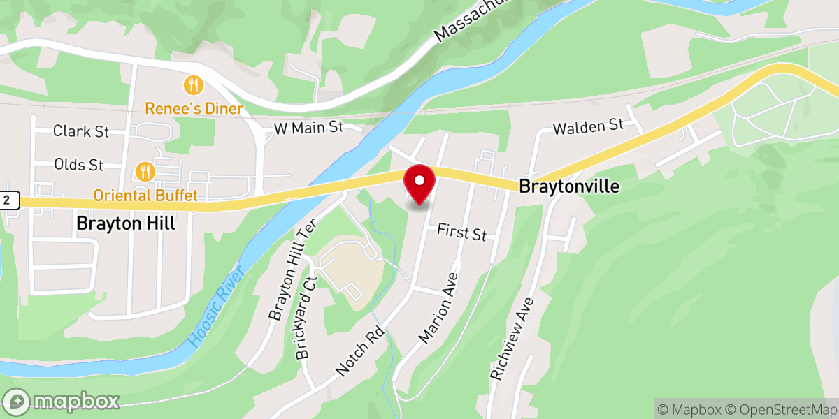 Map showing location of Greylock Baptist Church