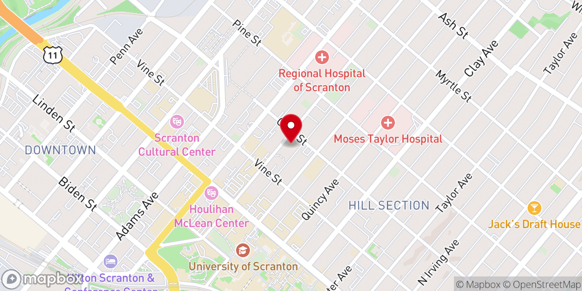 Map showing location of Welsh Presbyterian Church