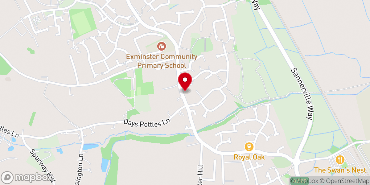 Map showing location of Exminster Methodist Church