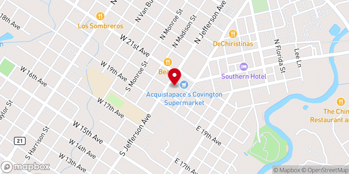 Map showing location of Hosanna Lutheran Church