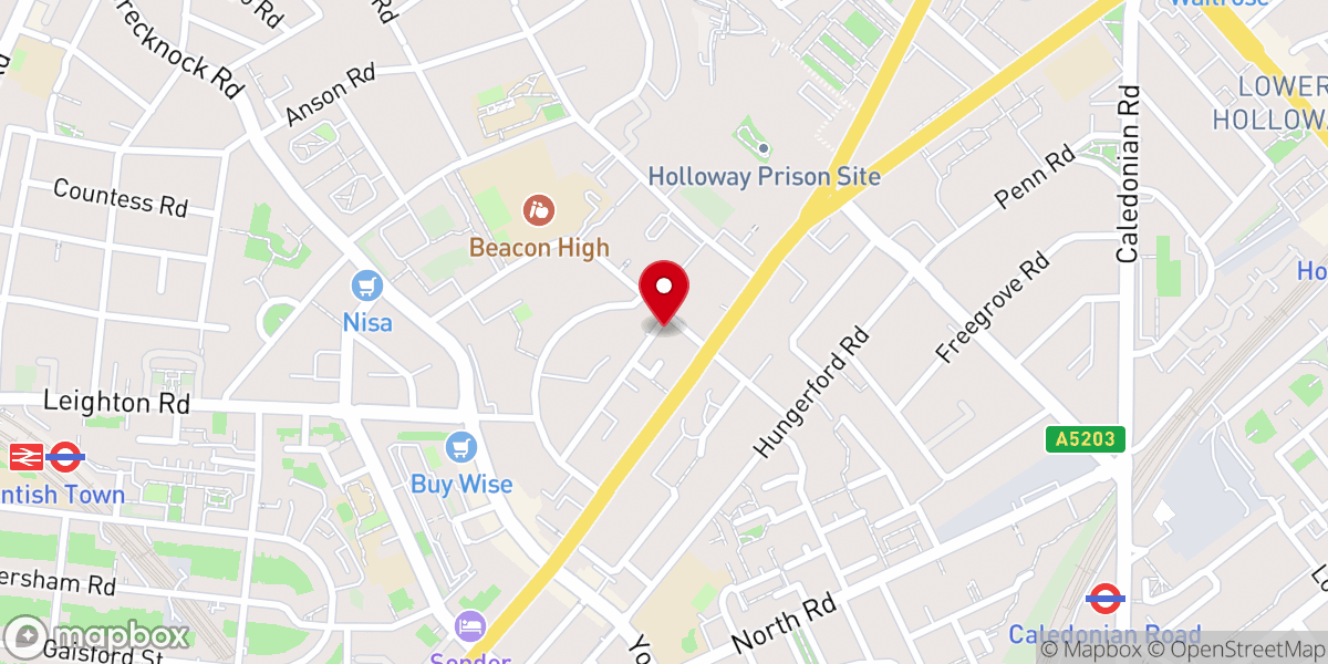 Map showing location of Camden Road Baptist Church