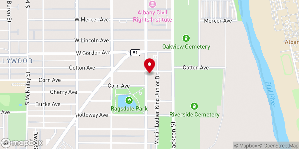 Map showing location of Beulah Baptist Church