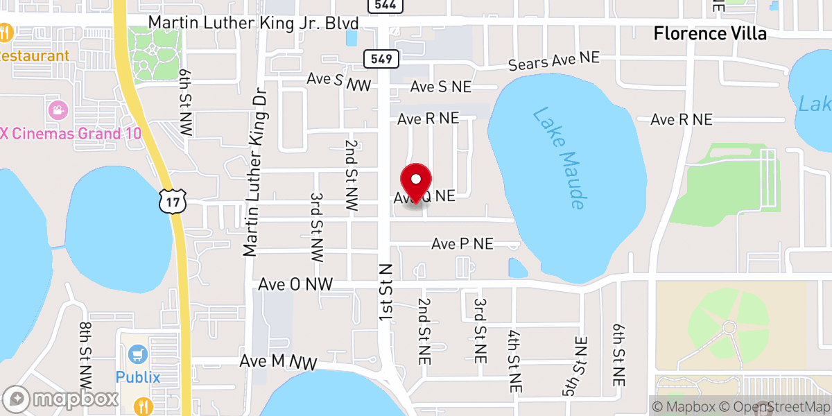 Map showing location of Winter Haven Church of God By Faith
