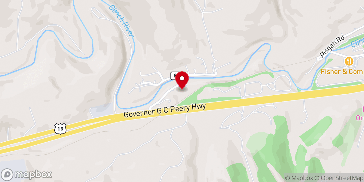 Map showing location of Pisgah Holiness Church