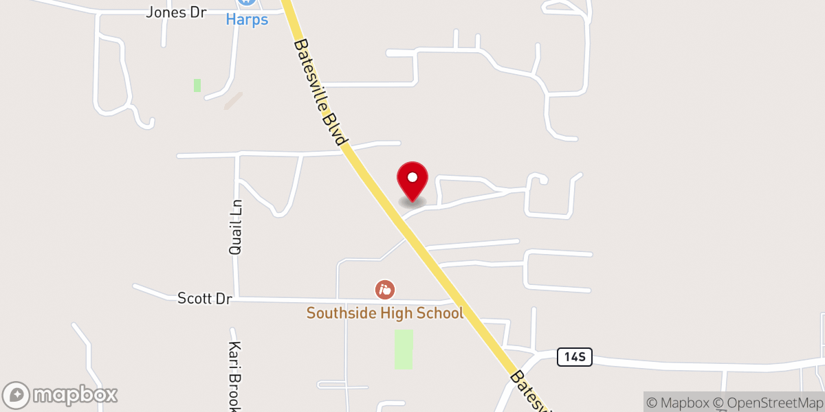 Map showing location of Emmanuel Baptist Church
