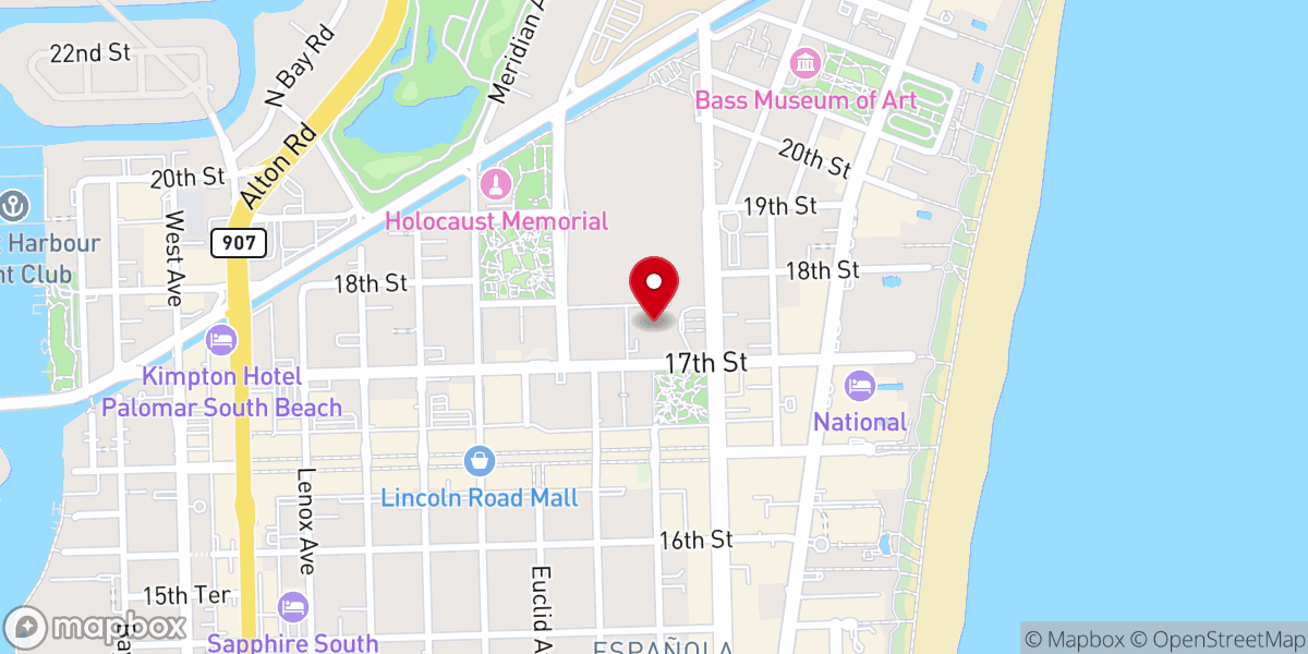 Map showing location of Christ Fellowship Miami Beach