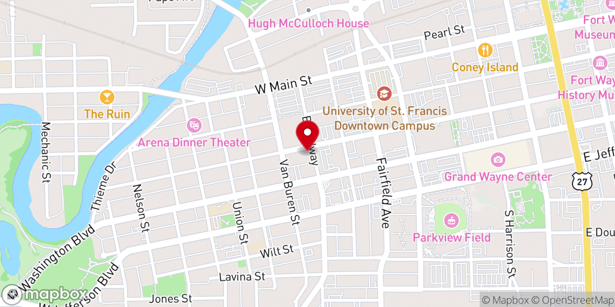 Map showing location of Broadway Christian Church