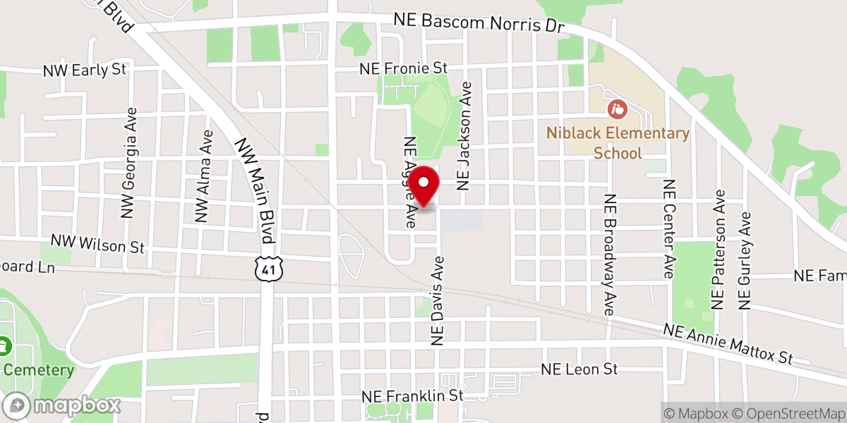 Map showing location of Trinity United Methodist Church