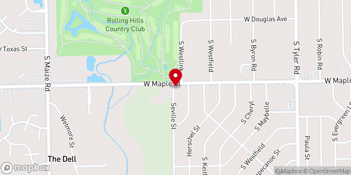 Map showing location of Rolling Hills Church of God