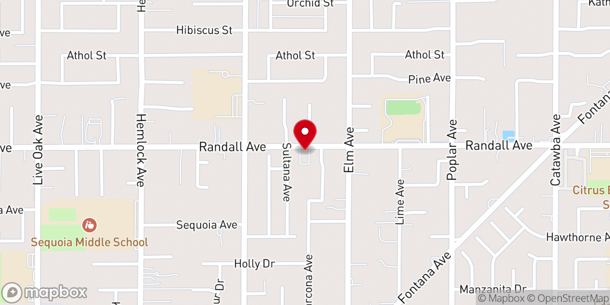 Map showing location of Calvary Assembly of God Fontana