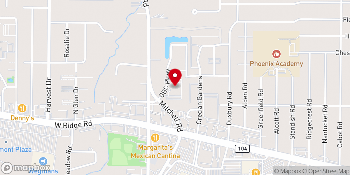 Map showing location of Greece Baptist Church
