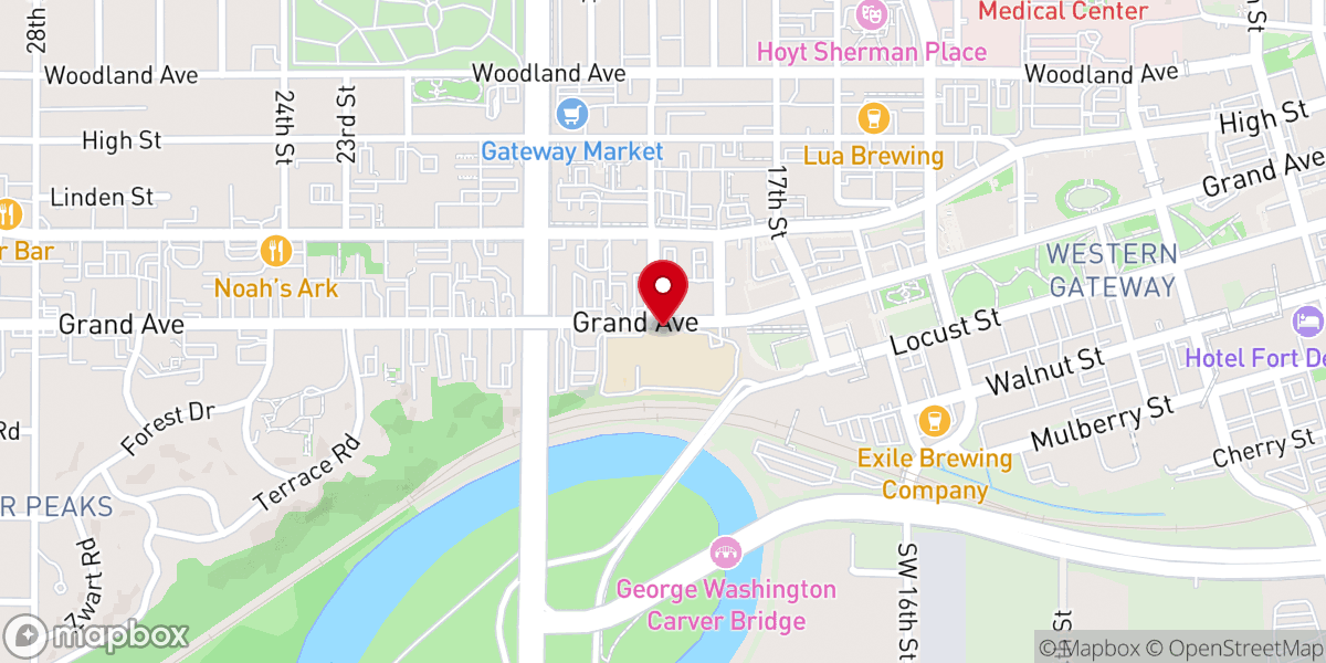 Map showing location of Des Moines Christian Church