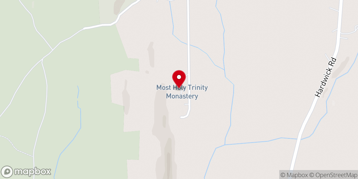 Map showing location of Most Holy Trinity Monastery