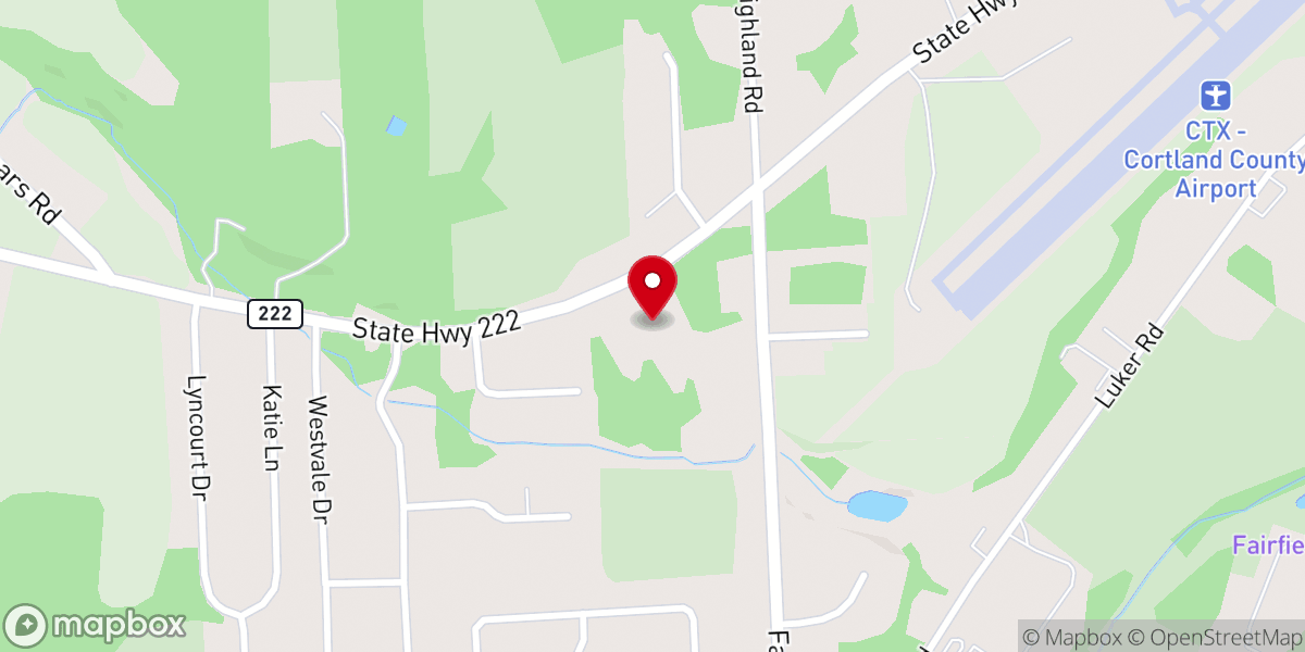 Map showing location of First United Methodist Church (Cortland)