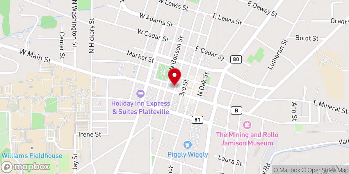 Map showing location of Beetown Amish Financial Group