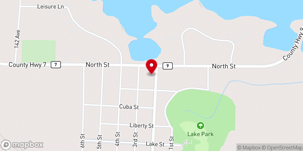 Map showing location of Lake Park Lutheran Church