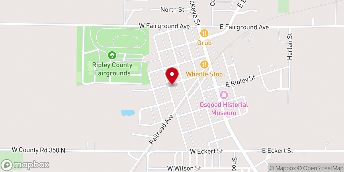 Map showing location of Osgood First Baptist Church