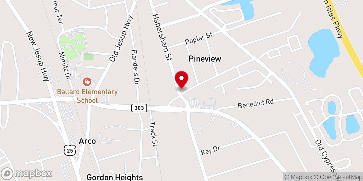 Map showing location of Bright Star Baptist Church