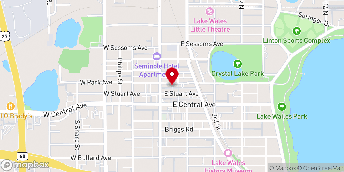 Map showing location of Lake Wales Care Center