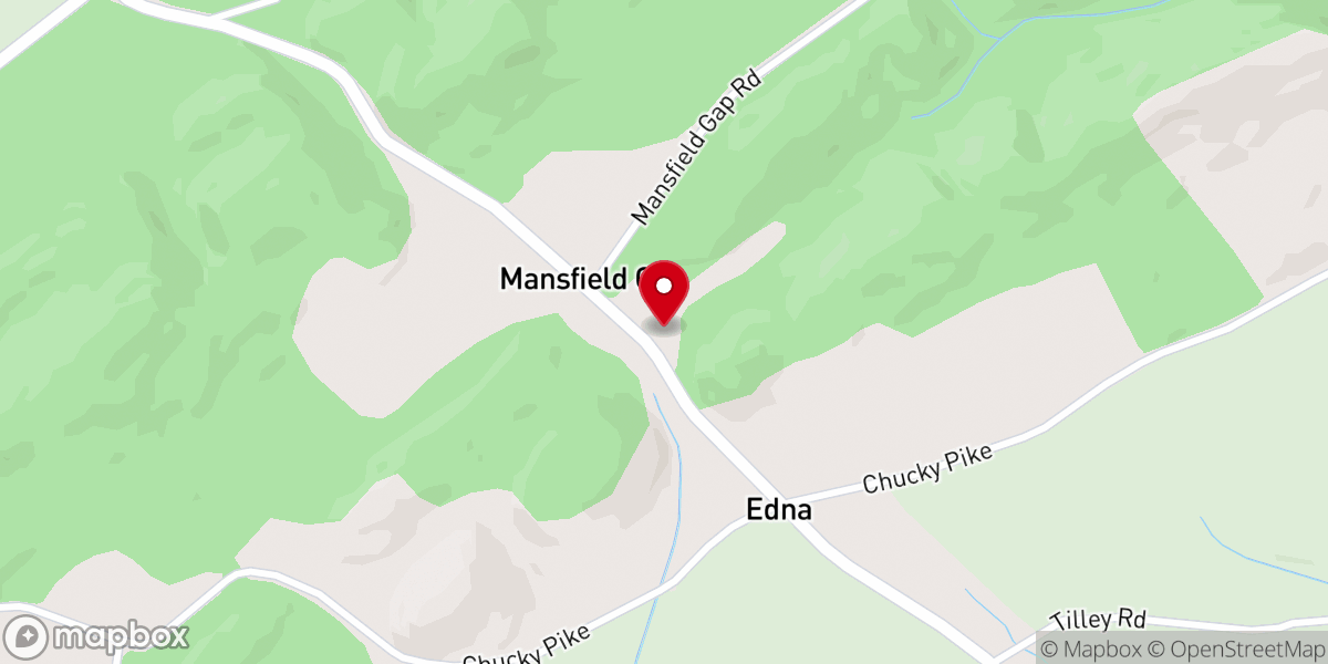 Map showing location of Mansfield Gap Church