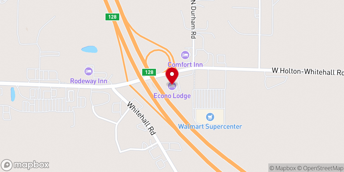 Map showing location of Econo Lodge Whitehall near Michigan's Adventure