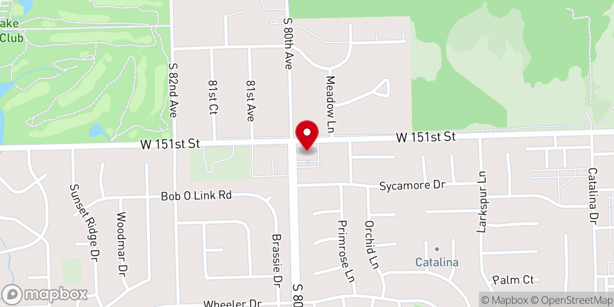 Map showing location of Faith United Methodist Church Orland Park