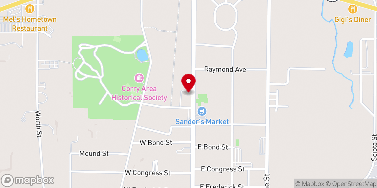 Map showing location of Center Street Evangelical Church
