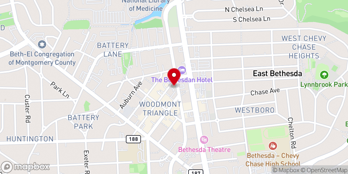 Map showing location of Urban Boxing Bethesda