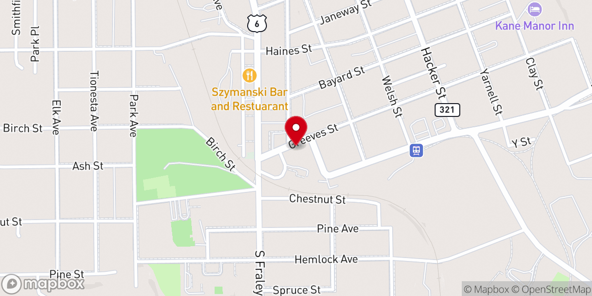 Map showing location of Kane Community Methodist Church