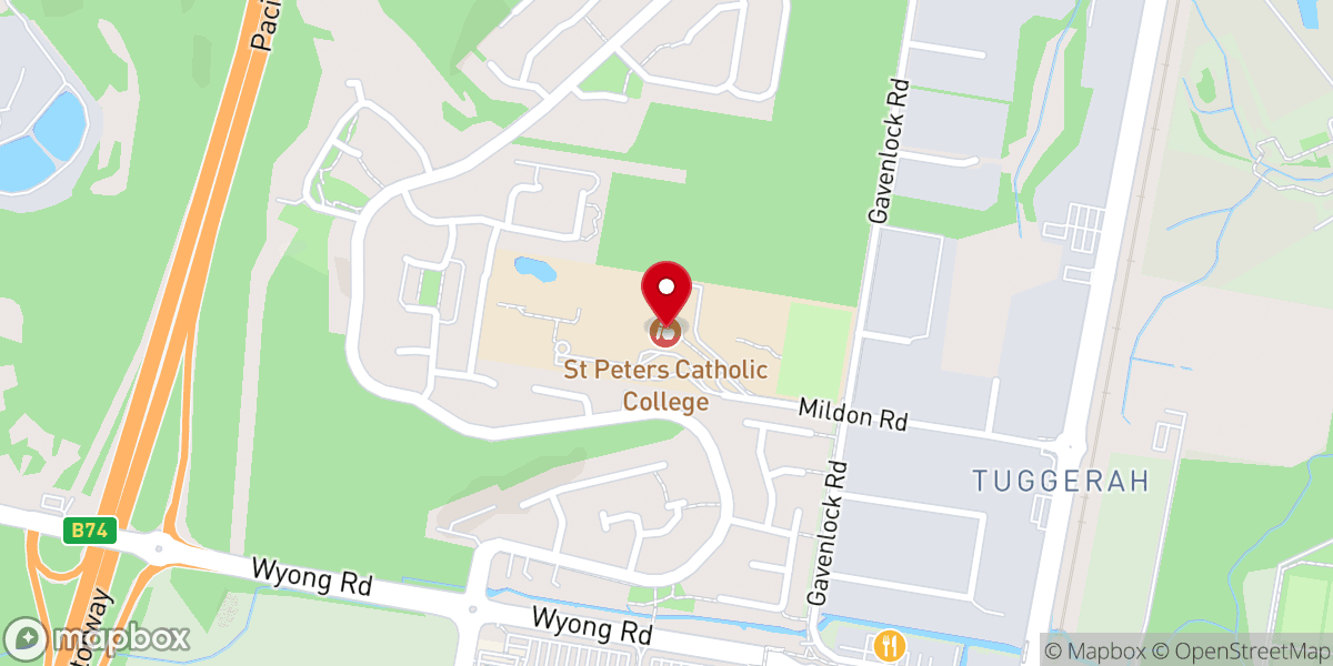 Map showing location of St Peter's Catholic College