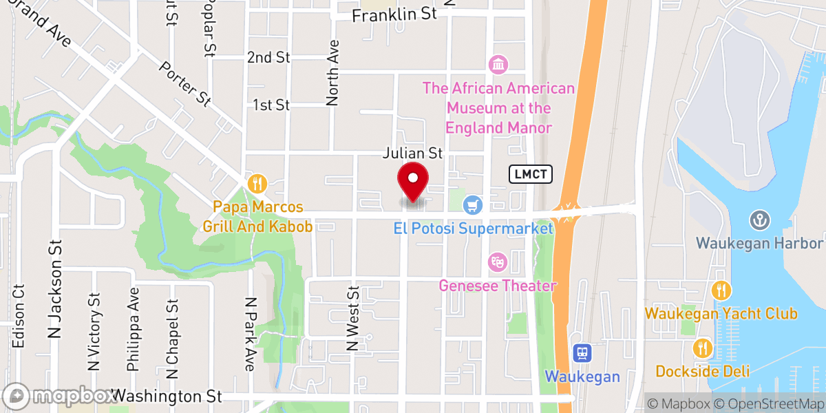 Map showing location of First Congregational UCC, Waukegan