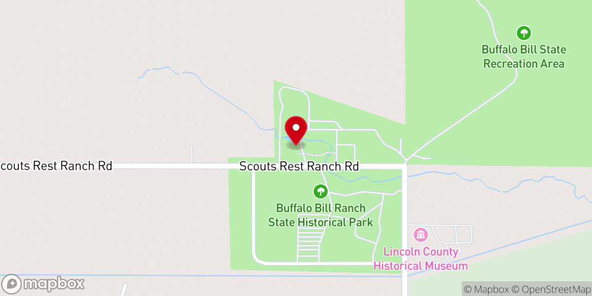 Map showing location of Buffalo Bill Ranch State Historical Park Museum