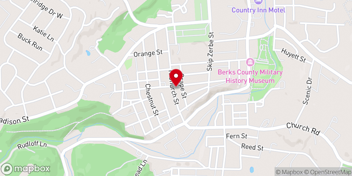 Map showing location of Zion Evangelical Congregational Church