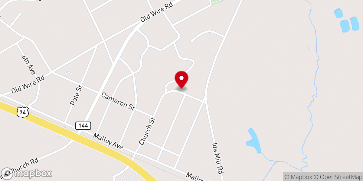 Map showing location of Huckabee Grove Holiness Church