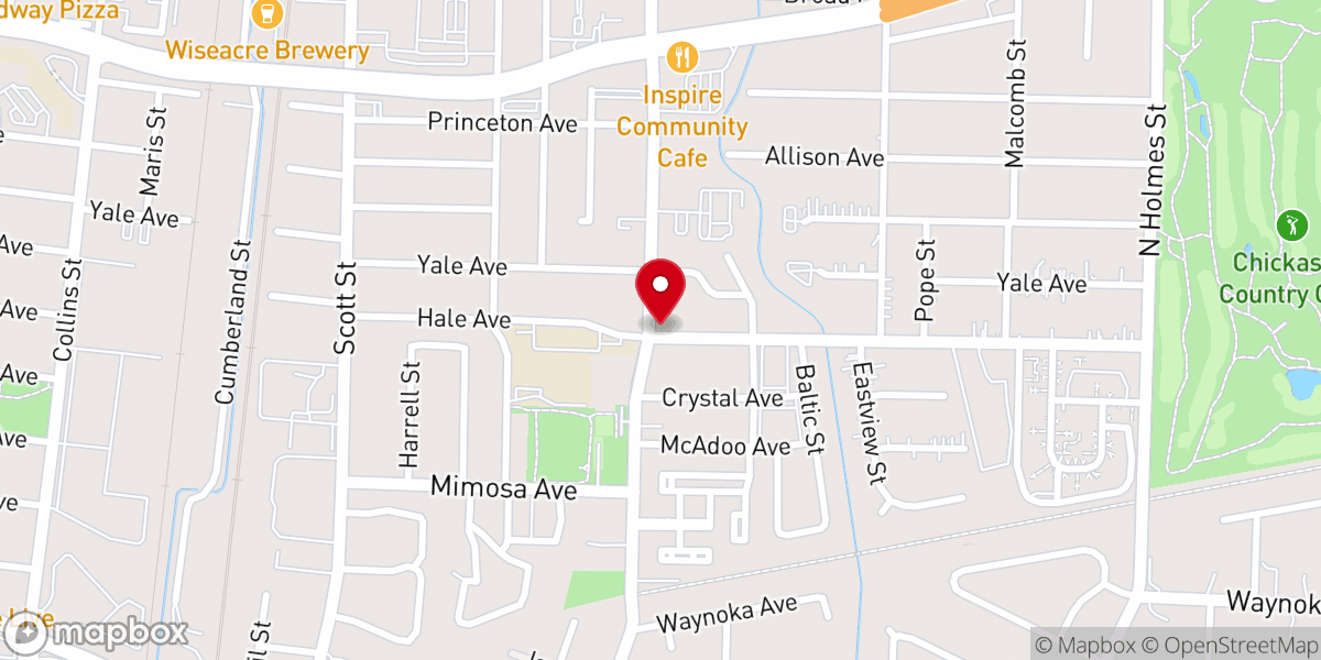Map showing location of Binghampton Community Church