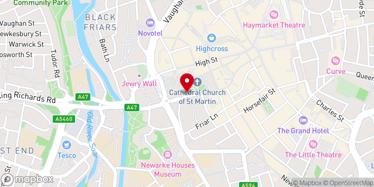 Map showing location of Diocese of Leicester