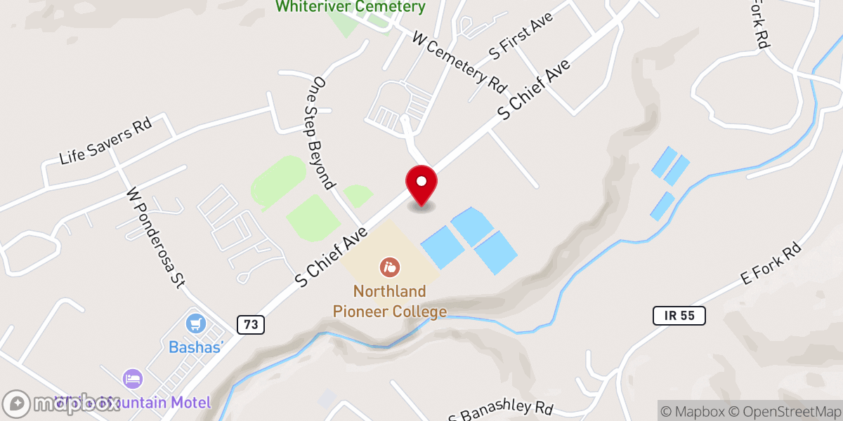 Map showing location of White Mountain Apache Christian Church