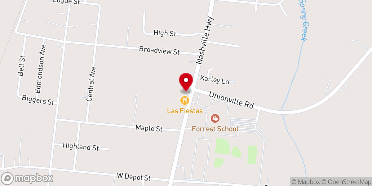 Map showing location of Holy Smokes BBQ of TN