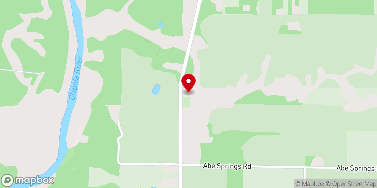 Map showing location of Abe Springs Baptist Church