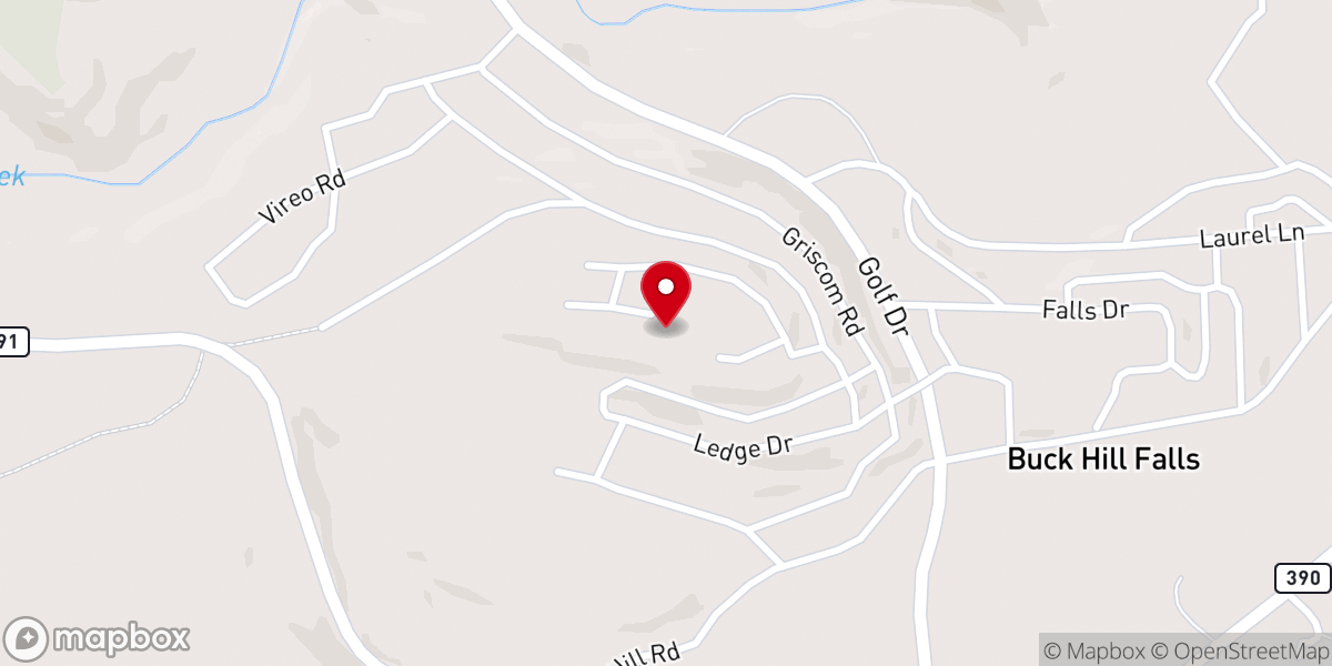Map showing location of Buck Hill Falls