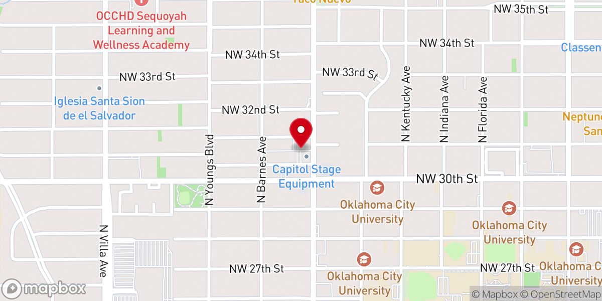 Map showing location of Church of the Open Arms