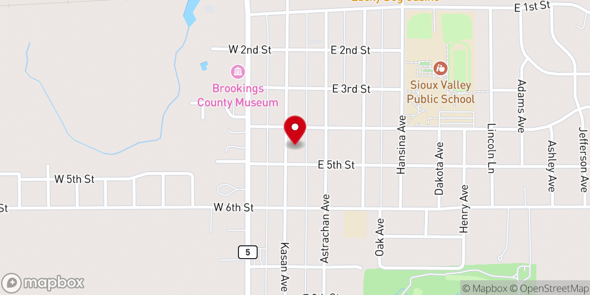 Map showing location of Volga Christian Reformed Church