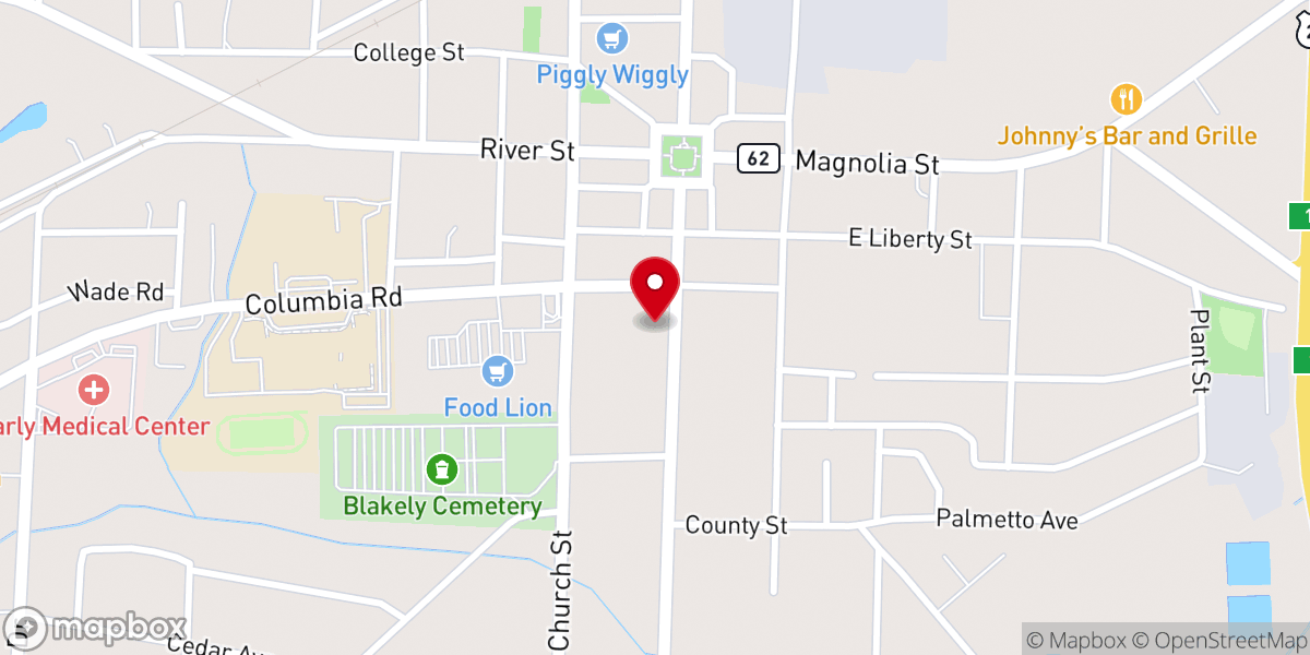 Map showing location of Blakely Church of Christ