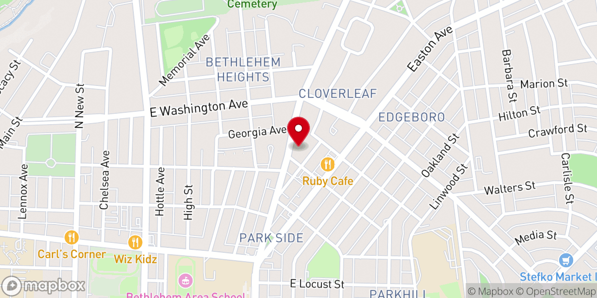 Map showing location of First Church of the Nazarene