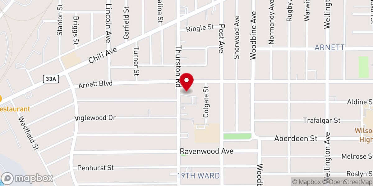 Map showing location of Ebenezer Baptist Church