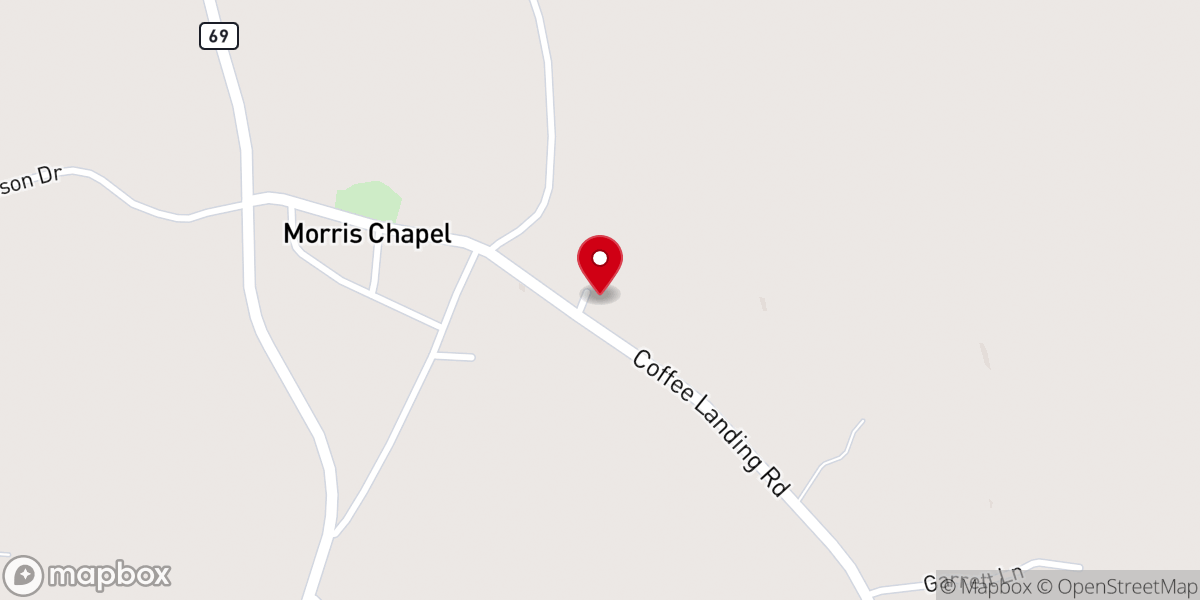Map showing location of Morris Chapel Baptist Church